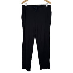 NATORI High Rise Black Lounge Straight Fit Comfy Elastic Waist Pants &Pockets-XL